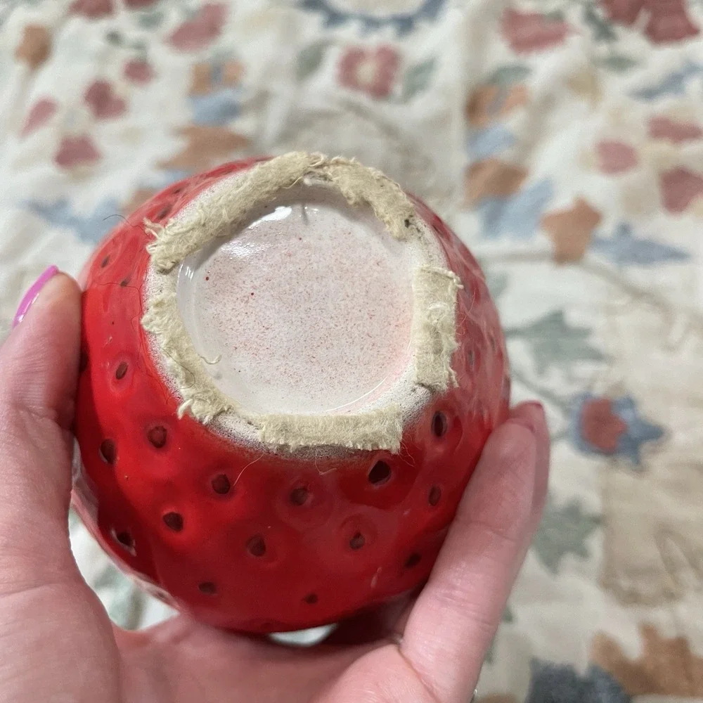 Vtg Ceramic Strawberry Jar With Lid‎ Japan Cottagecore Trinket Jar Farm Granny